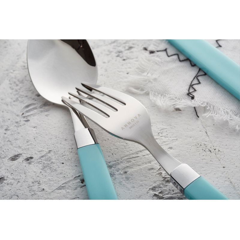 ANNOVA Stainless Steel Flatware Set - Service for 6, Turquoise