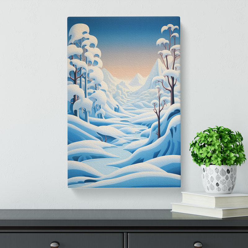 Winter Landscape Hard Edge Painting - No Frame Print, 50cm H x 35cm W x 3cm D