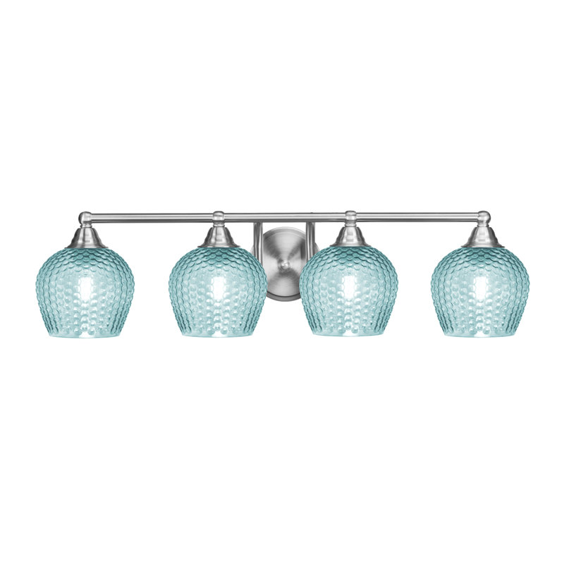 Barre d'éclairage de salle de bain 4 lumières Mukkesh, H 7,5 po x l 31 po x P 8 po, Nickel brossé, Quatre lumières