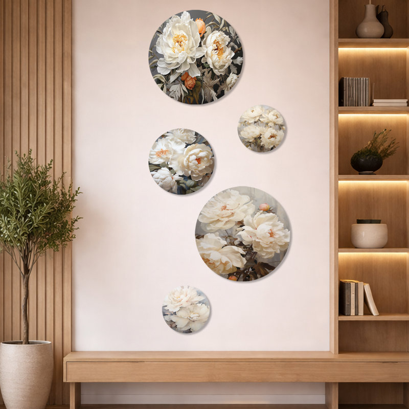Ensemble de 5 décorations murales en métal Beige