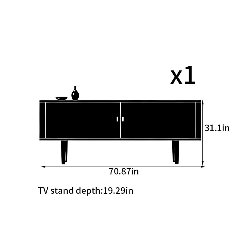 Meuble télé de style chinois, L 70,87 po