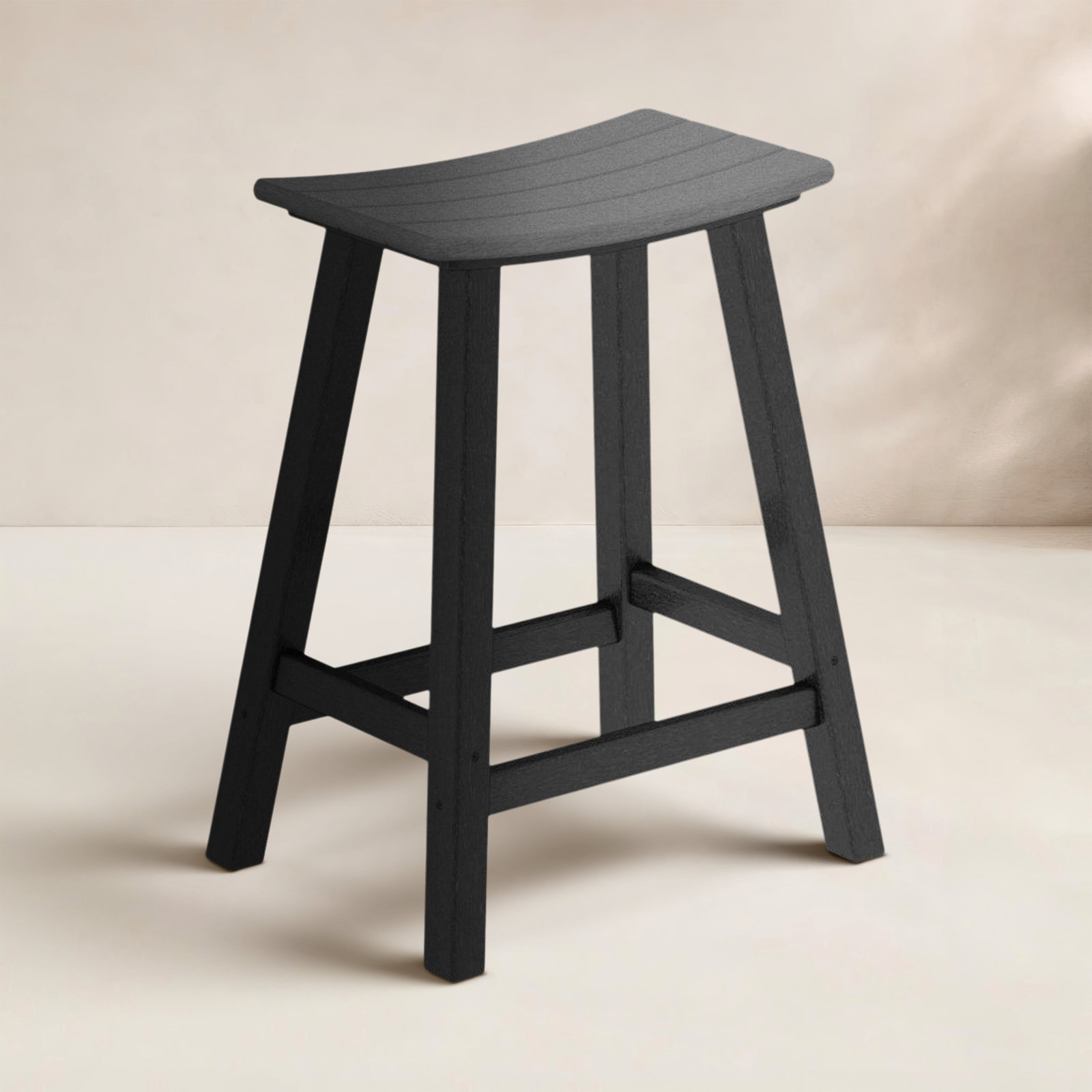 POLYWOOD® Contempo Saddle Counter Stool, Black, Slate Gray