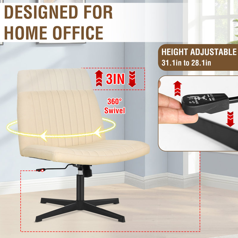 Chaise de bureau sans accoudoirs Criss, Beige