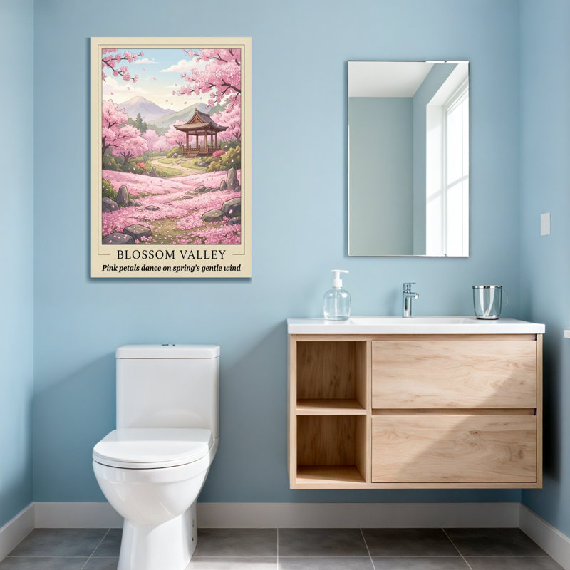 Paysage et nature dans une vallée de pétales de rose, H 48 po x l 32 po
