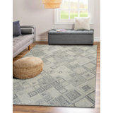 Hand Tufted Wool Geometric Area Rug in Gray