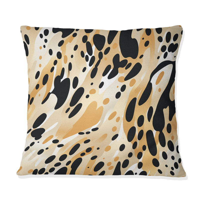 Feline Grace Cheetah Print - Animal Print Polyester Throw Pillow, 18"H x 18"W