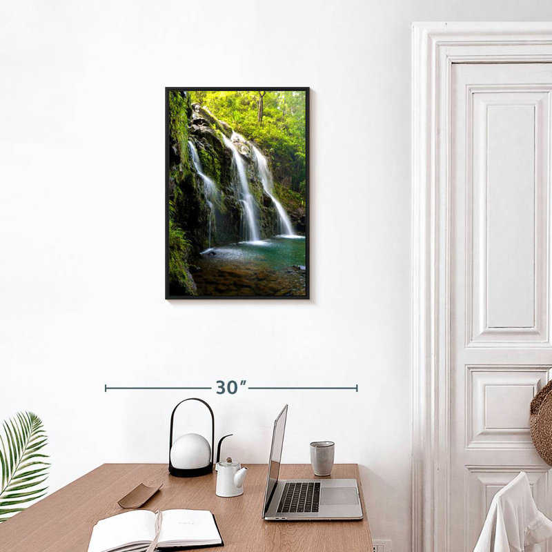 Chutes de Hana, Cadre flottant noir, 17 po x 25 po