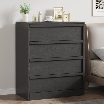 Commode 4 tiroirs pour chambre à coucher, commode haute de 39,3 po, commode verticale autoportante avec rangement, commode en bois pour le salon, le couloir, l'entrée, noir