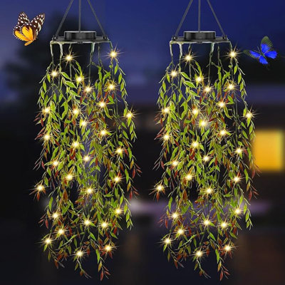 Solar Powered Hanging Artificial  Lights Outdoor Waterproof LED String Lights With Faux  Decorative Hanging Planter Lights For Patio Garden Porch