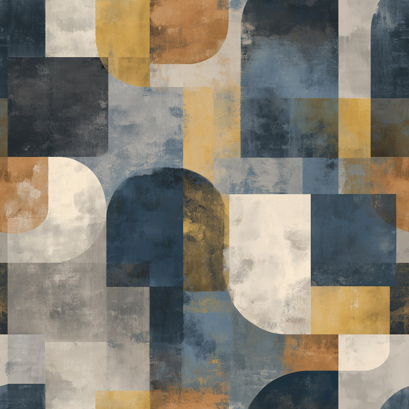 Papier peint abstrait Mid-Century, Peler et coller