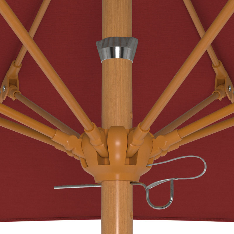 Parasol en bois de teck 7,5 pi, Rouge