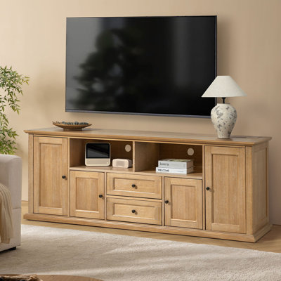 Tinslee 72"W  Traditional TV Stand Charging Station with Cable Management and LED Lighting Strips