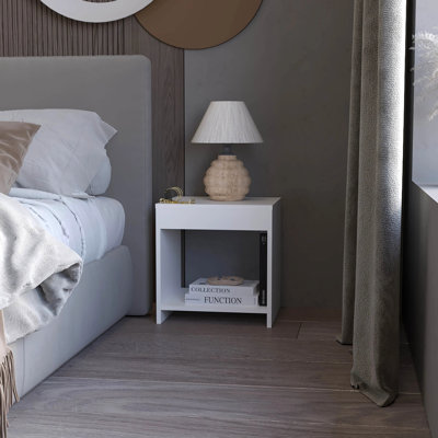 Bedroom Nightstand With Open Storage, White - Enhances Ambiance And Organization For Use Functional Design