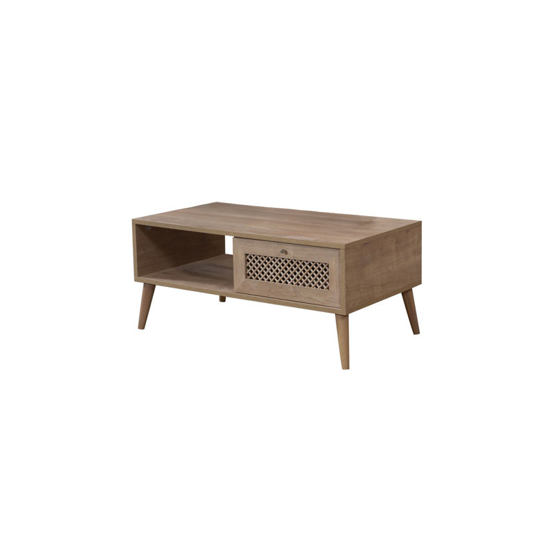 Table basse moderne en chêne avec rangement supplémentaire, 21,7 po x 39,4 po x 17,7 po | Panneau de particules 100% mélaminé, cadre en bois aggloméré, portes en bois de pin | Portes à fermeture en douceur, design scandinave, élégant et fonctionnel pour les salons