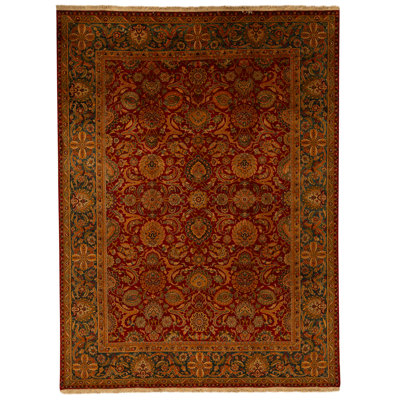 High-Quality Hand-Knotted Red And Blue Area Rug