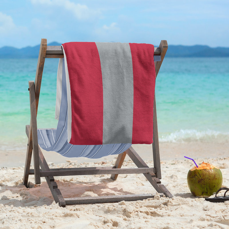 Beach Towel, Light Gray/Red