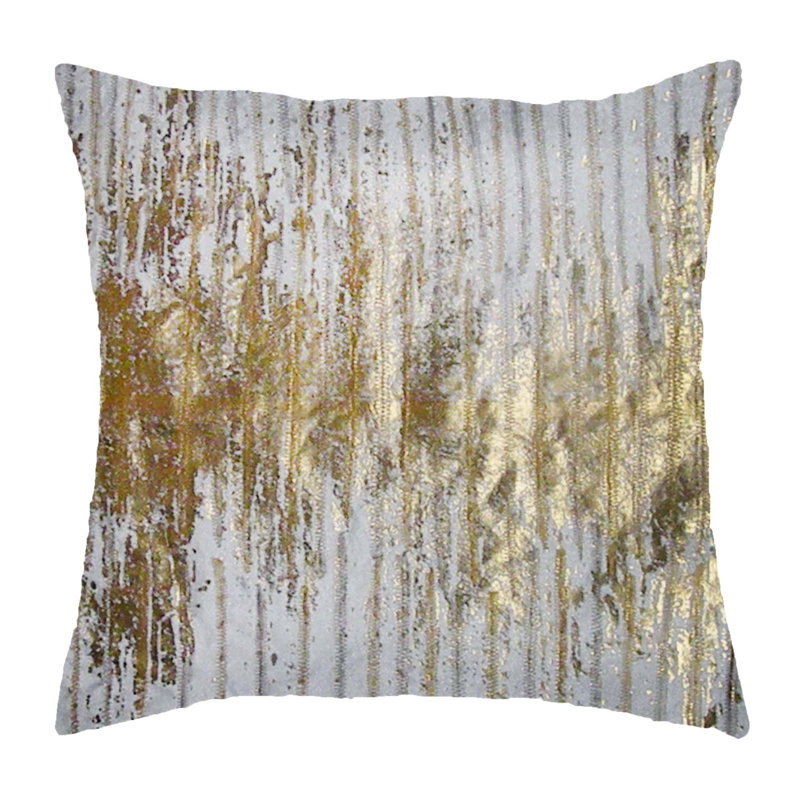 Cloud9 Design Gold Foil Velvet Pillow Embroidered Accent Cushion