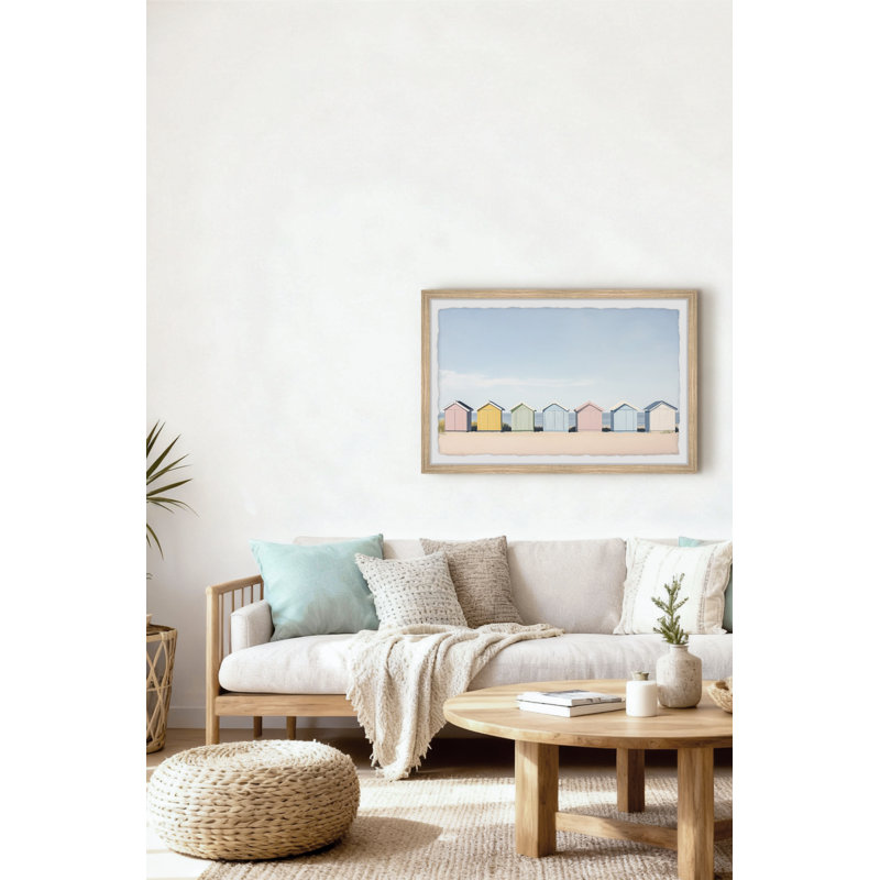 "Beach Huts", reproduction encadrée, H 8 po x l 12 po