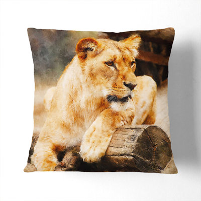 Lioness Square Throw Cushion
