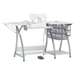 56.75'' x 23.75'' Foldable Split Top Table with Sewing Machine Platform