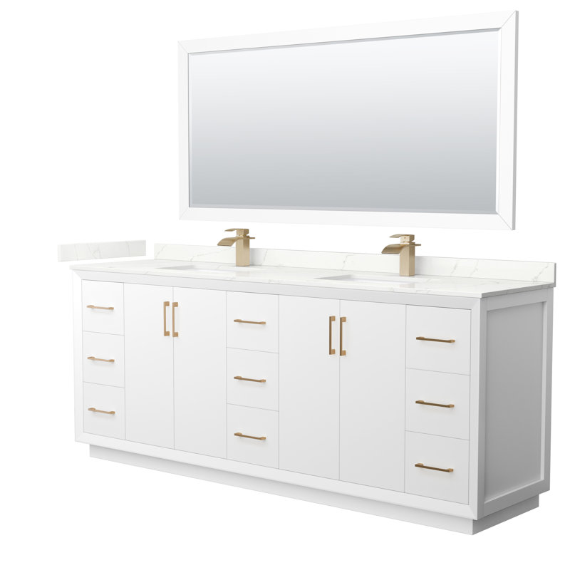 Strada 84'' W Double Vanity, Matte Black, White, WDX13315