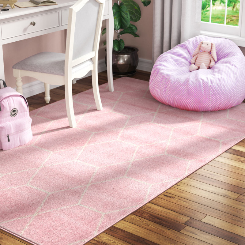 Tapis géométrique Debrodie, Rectangle 3 pi 1 po x 5 pi 3 po, Pink