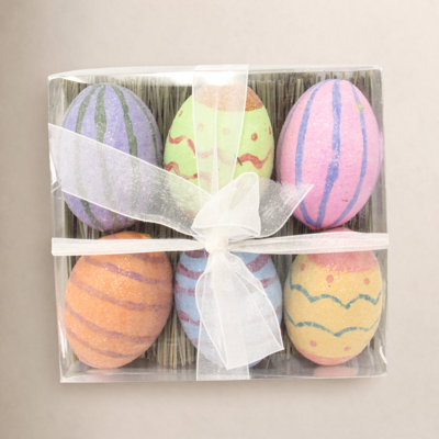 Glitter Striped Easter Egg Accent Set