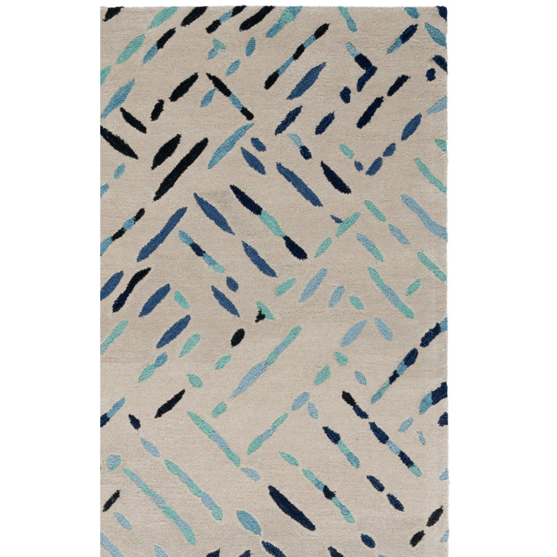 Kamdin Hand Tufted Wool And Cotton With Latex Abstract Rug, Rectangle 5' x 8'