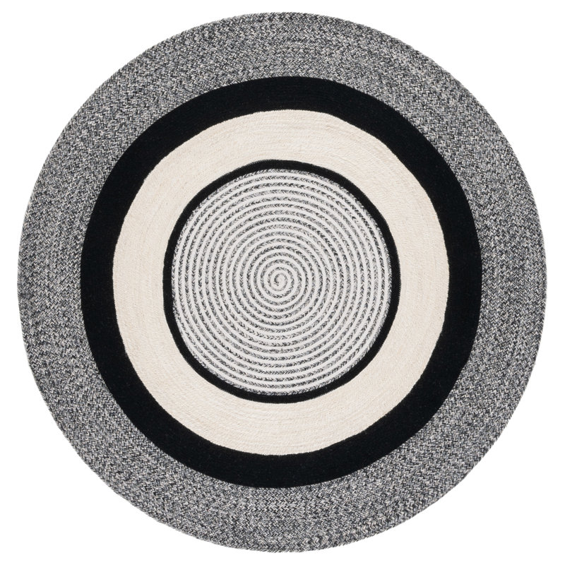 Tapis noir / ivoire Barclay 758, Rond 5 pi