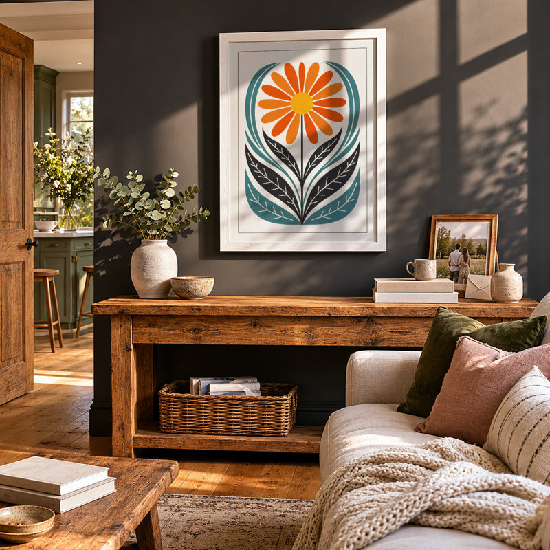 Stylised Bloom Botanical - Framed Print, A4 - 29.7 x 21.0 cm, White