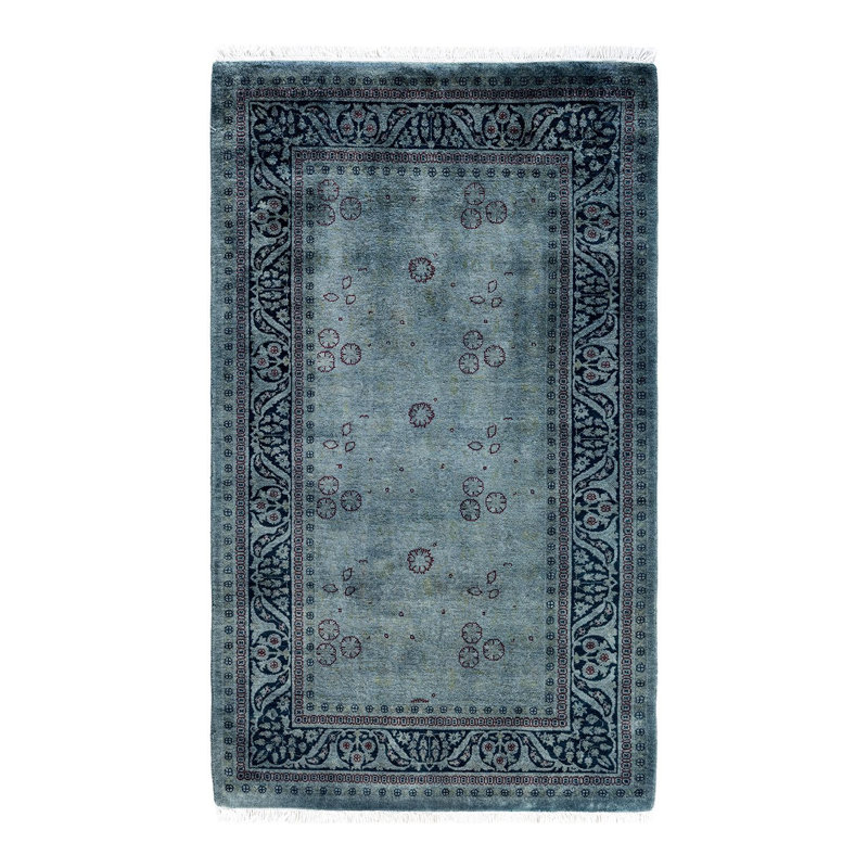 Tapis unique noué à la main gris de Fine Vibrance de 3 pi 2 po x 5 pi 3 po