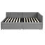 Structure de lit en velours gris, taille double avec deux tiroirs et rayures verticales, option de sièges confortables, convient aux espaces de vie de café, aux cas d'utilisation multiple, au bureau-824298789