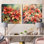 Poinsettias rouges en fleurs - ensemble de 2 collages floraux carrés