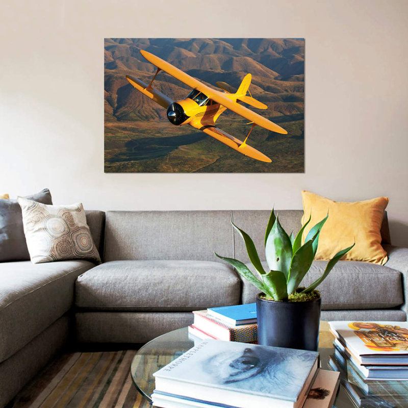 « a beechcraft model b17r staggerwing », reproduction de photo sur toile, H 12 po x l 18 po x P 1,5 po, Toile tendue