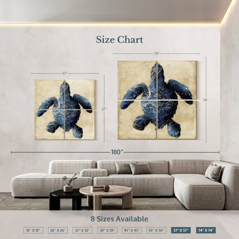 Brampt Map Turtle Indigo, 57" H x 57" W