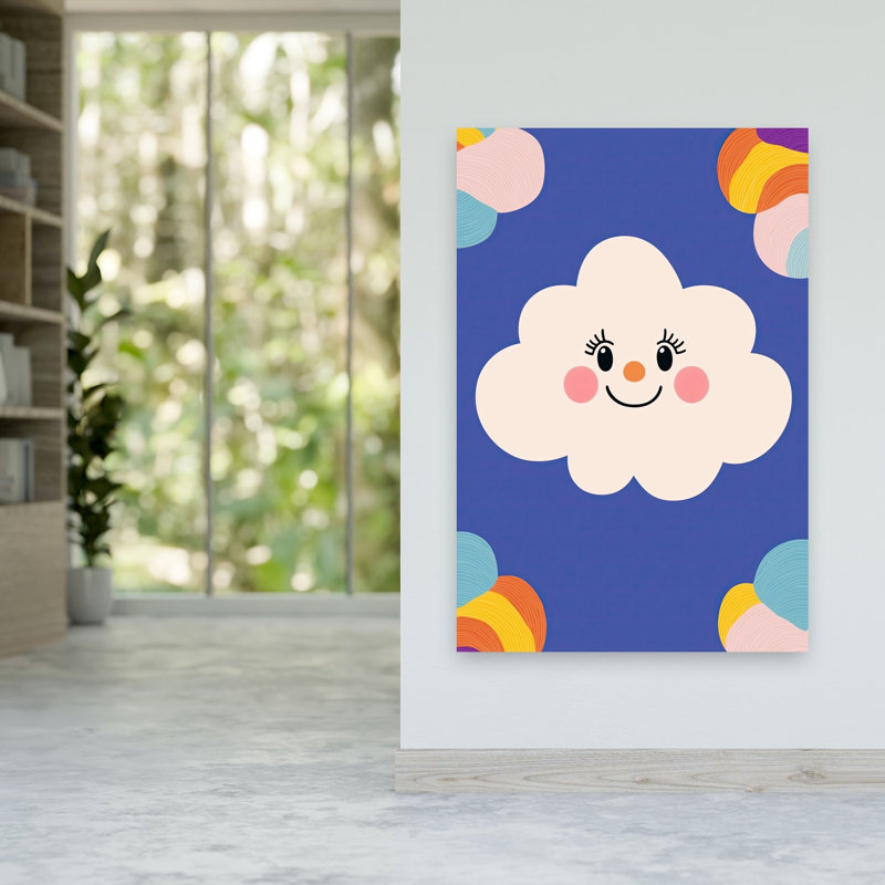 «Happy Cloud Friend», impression de paysage ludique coloré, paysage naturel, H 60 po x l 40 po