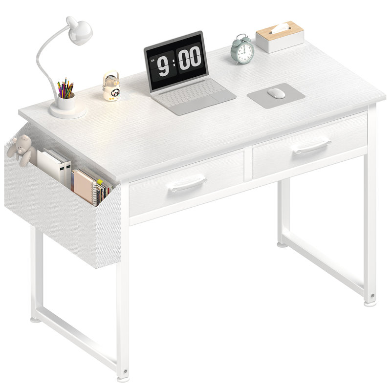 Bureau d'écriture avec tiroirs, H 31,1 po x l 31,5 po x P 17,7 po, Blanc