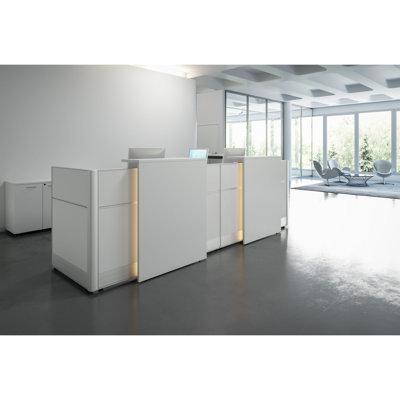 Antek 2 Person Rectangle Synthetic Laminate Reception Desk with Power Outlet
