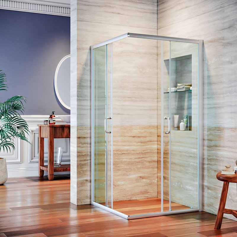 Porte de douche 35-36 "x H 72" sans cadre, Nickel brossé