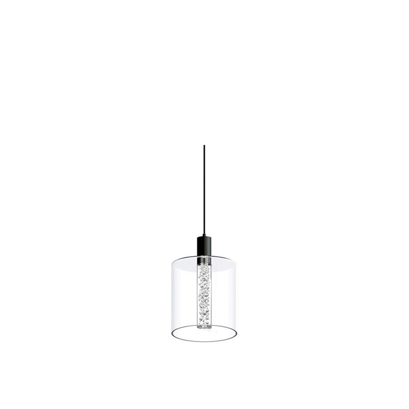 Velo Clear w/Bubbles Single Pendant - 3W, Matte Black