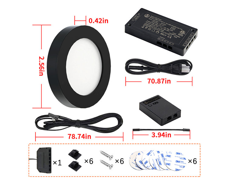 Cabinet Lighting Work with Alexa App Remote Control, Plug in Puck Light 6 pack 3000K - 6000K