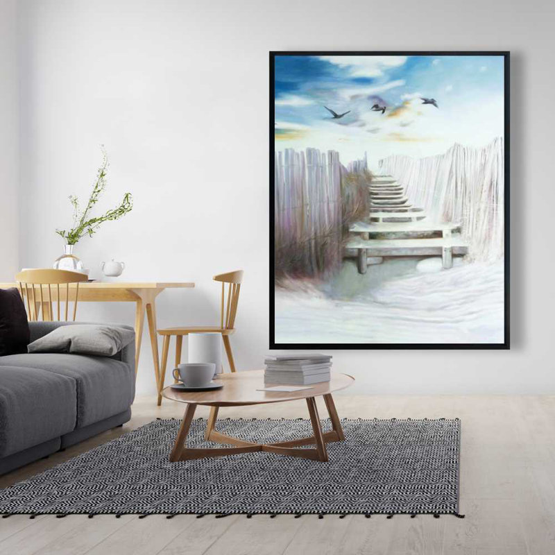 Break at the beach - décor de toile encadrée, "Coastal Bird", H 61,25 po x l 49,25 po