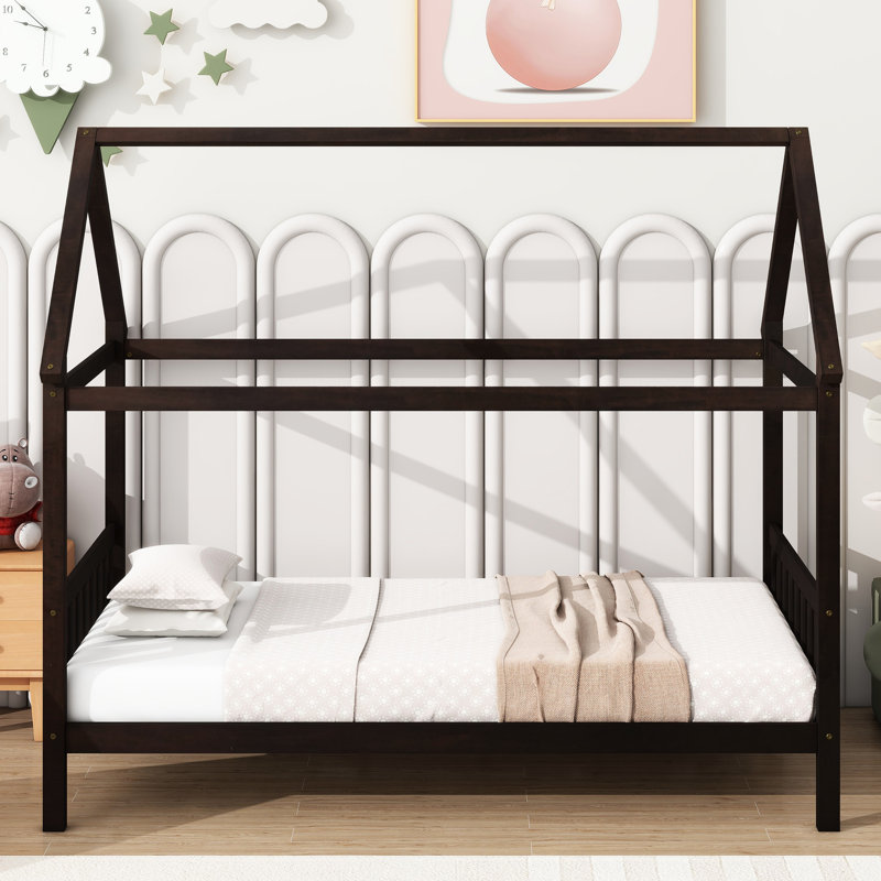 Twin House-Shaped Bed - And Fashionable For Bedroom House Minimalist Design To Suit Any Interior, Espresso