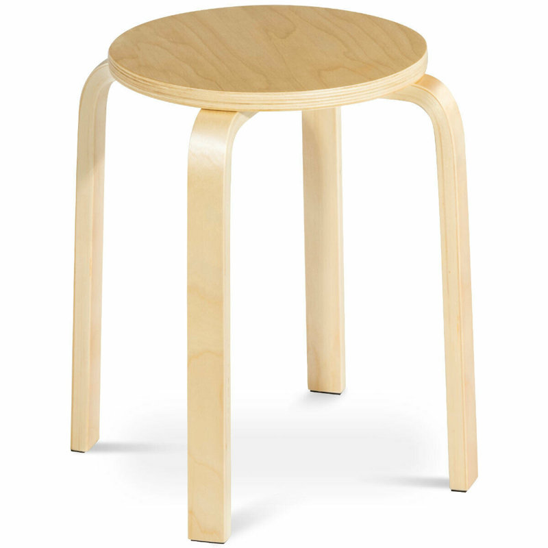 Altonia 18 Inch Stackable Bentwood Dining Chairs with Round Top,Set of 4, Natural