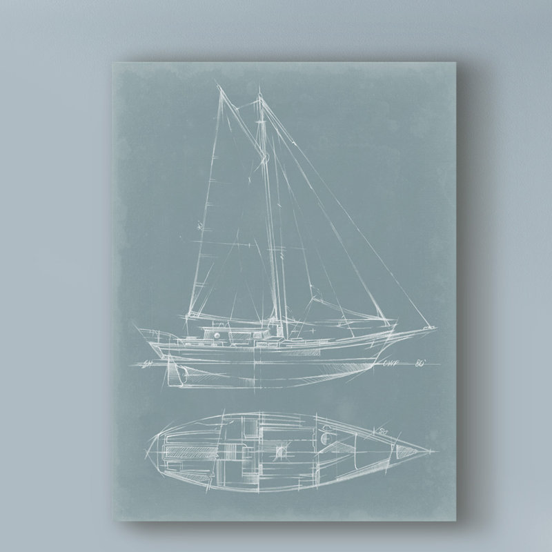Yacht Sketches III by Ethan Harper - Wrapped Canvas Print, 19" H x 14" W x 2" D