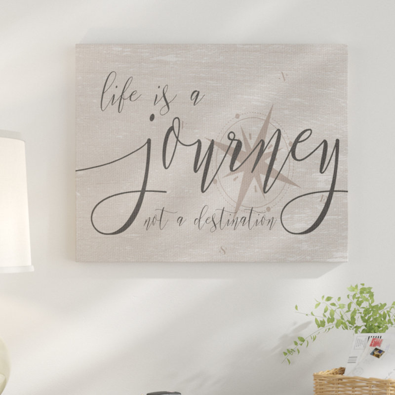 «Life is a Journey» par Daphne Polselli - Art textuel sur toile, H 30 po x l 40 po, Toile tendue
