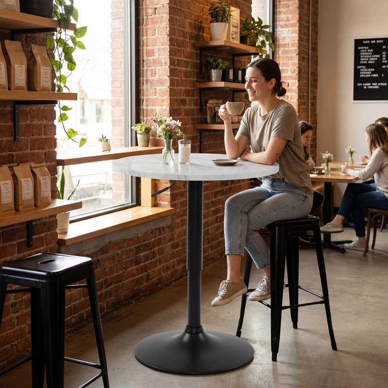 Bushrah Counter Height Dining Table, Marble White, Black