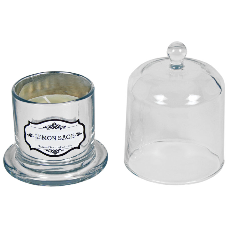 Lemon Sage Scented Jar Candle with Glass Holder