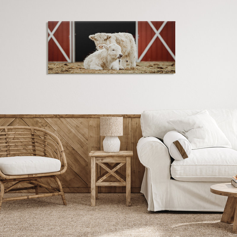 Art mural sur toile de grange blanche par Dakota Diener, H 20 po x l 48 po