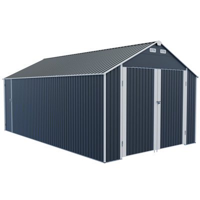 12×20 FT Outdoor Storage Shed Metal Garage Shed For Car, Bike, Lawnmower - Backyard Tool House Building 2 Doors And 4 Vents (Upgraded Version)